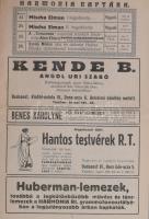 1927 Harmonia Naptára, sok budapesti hirdetéssel (Kende angol úri szabó, Hantos Testvérek Rt., Harmonia Rt., Mössmer, stb.)