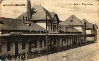 Székelyföldvár, Feldioara-Razboieni, Razboieni-Cetate; Pályaudvar, vasútállomás / Gara / railway station (kopott sarkak / worn corners)