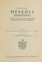 [Mészöly Endre]: Bogárdi Mészöly nemzetség élő tagjainak névjegyzéke ágak és al-ágak szerint. Függelékül: Nem bogárdi Mészölyök. Magyarosított nevű és egyéb Mészölyök. Közbe ékelve: Az ismert nő-ági leszármazók. Szerencs, 1941, Farkas Elemér-ny., 64 p.+ 1 (színes címerrajz) t.+ 4 (fekete-fehér képek) t. Átkötött egészvászon-kötésben, az eredeti papírborító bekötve (a hátsó papírborító szakadt, ragasztott), tulajdonosi névbejegyzéssel. Ritka!