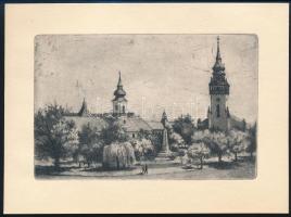 Tichy Kálmán (1888-1968): Rozsnyó (Felvidék), rézkarc, papír, jelzés nélkül, 10×14,5 cm