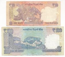 India 2014. 100R + 2016. 10R T:F folt, az egyiken tűlyuk
India 2014. 100 Rupees + 2016. 10 Rupees C...