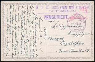 1918 Tábori posta képeslap &quot;M. kir. 313. honvéd gyalog ezred nemzetzászlóalj parancsnokságsa&quot; + &quot;EP (...)&quot;