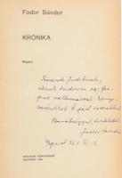 Fodor Sándor: Krónika. (Dedikált!) Bukarest, 1966, Irodalmi Könyvkiadó. Első kiadás. Kiadói egészvás...
