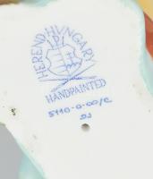 Herendi madár bogyós gyümölccsel. Jelzett, kézzel festett, hibátlan, m: 7,5 cm