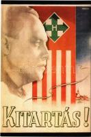 Kitartás! Nyilaskeresztes Párt propagandalapja Szálasi Ferenc arcképével. Kiadja Magyar-Hungarista Mozgalom Szálasi Ferenc mártírhalálának 50. évében / Hungarian Arrow Cross Party modern propaganda s: Németh N.