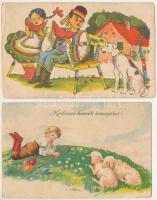 5 db RÉGI üdvözlő képeslap vegyes minőségben / 5 pre-1945 greeting postcards in mixed quality