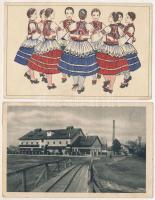 4 db MODERN magyar képeslap vegyes minőségben: Kalocsa, népviselet, szocreál szerelmes párok