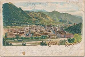 1899 (Vorläufer) Brassó, Kronstadt, Brasov; látkép / general view. Art Nouveau, litho (b)