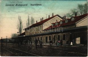 1910 Kiskapus, Kis-Kapus, Kleinkopisch, Copsa Mica; Vasútállomás / railway station (EK)