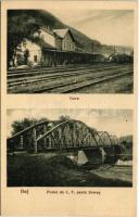 Dés, Dej; Gara, Podul de C. F. peste Somes / vasútállomás, Szamos vasúti híd. Foto Dr. Czettele / railway station, railway bridge over Somes river