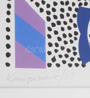 Bartl József (1932-2013): Kompozíció, 1999. Szitanyomat, papír, jelzett, számozott (9/50). Plexiüveg...