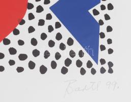 Bartl József (1932-2013): Kompozíció, 1999. Szitanyomat, papír, jelzett, számozott (9/50). Plexiüveg...