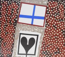 Bartl József (1932-2013): Kereszt és szív, 1992. Szitanyomat, papír. Jelzett. Számozott (24/40). Üve...