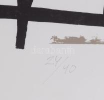 Bartl József (1932-2013): Kereszt és szív, 1992. Szitanyomat, papír. Jelzett. Számozott (24/40). Üve...