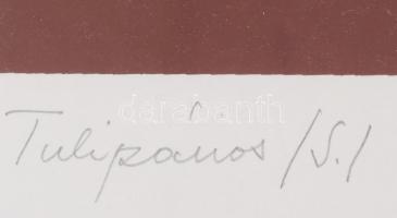 Bartl József (1932-2013): Tulipános, 1995. Szitanyomat, papír, jelzett, számozott (50/80). Üvegezett...