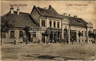 Csernátfalu, Cernat, Cernatul (Négyfalu, Sacele); Piata Principele Carol, Farmacia / Károly herceg tér, gyógyszertár, Joan Dobros, Szőts János üzlete / square, pharmacy, shops (EB)