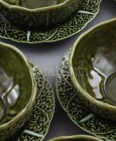 Portugál saláta alakú 6 személyes fajansz köretes készlet. Jelzett, egyik darabon pattanással, d:16,...