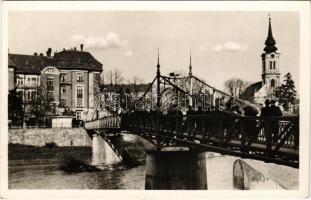 Nagyvárad, Oradea; Körös part, híd, templom / Cris riverside, bridge, church