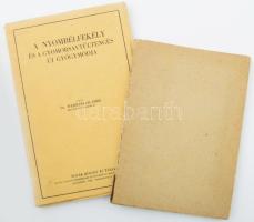 Weidlinger Imre: A nyombélfekély és a gyomorsavtúltengés új gyógymódja. Bp.,én., Novák Rudolf, 64 p. Kiadói papírkötés. + László Magda - Pikler Emmi: Hogyan fürösszük a csecsemőt? Csecsemőgondozástan I. Bp., 1951., Egészségügyi Könyv- és Lapkiadó, 92 p. Átkötött papírkötés, a könyvtest elvált a borítótól, sérült gerinccel.