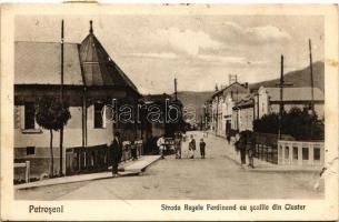 1925 Petrozsény, Petroseni, Petrosani; Ferdinánd király utca, iskola / Strada Regele Ferdinand cu scolile din Claster / street view, school (fl)