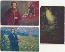 7 db RÉGI motívum képeslap vegyes minőségben: Magyar Klasszikusok híres emberek + Beethoven és Wagne...