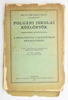 1876-tól 1928 június végéig megjelent polgári iskolai közlönyök ismertetése, repertóriuma, a közlönyök cikkíróinak névjegyzéke. Szerk.: Győri Vilmos. Bp., 1929, Országos Polgári Iskolai Tanáregyesület, (Kir. M. Egyetemi Nyomda), 218 p. Kiadói papírkötés, leszakadt borítóval, sérült, hiányos gerinccel, sérült kötéssel.