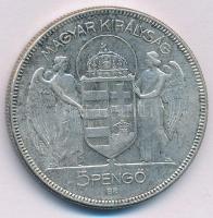 1930. 5P Ag "Horthy jobbra" hajas T:XF,VF patina 
Adamo P8