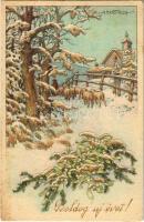 1941 Boldog Újévet / New Year greeting art postcard. NMM Milano 1552-2. s: A. Bertiglia (fl)