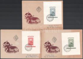 1951 80 éves a magyar bélyeg blokksor 3 db FDC-n (55.000)