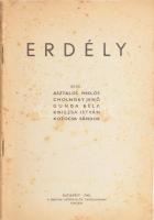 Asztalos Miklós, Cholnoky Jenő et al.: Erdély. Bp., 1940, Magyar Népművelők Társasága, 126 p. Fekete-fehér képekkel illusztrálva. Kiadói tűzött papírkötés, hiányzó borítóval, helyenként foltos lapokkal.