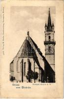 Beszterce, Bistritz, Bistrita; Evangélikus templom. M. Binder kiadása / Lutheran church (EB)