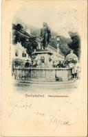 1899 (Vorläufer) Herkulesfürdő, Baile Herculane; Herkulesbrunnen / szökőkút. Emil Jäger kiadása / fountain