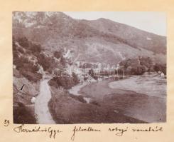 1910 Felvidéki vasúti kiránduláson készített 4 db fotó kartonon: Hernád völgye, Krompachi vasgyár, j...