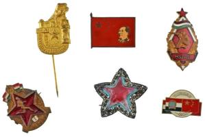 Vegyes 6db-os csehszlovák, kínai és magyar szocialista jelvény tétel, közte 1950. "Osztravai Bányásznap" T:vegyes  Mixed: 6pcs of czechslovakian, chinese and hungarian socialist badges lot with 1950. "Den horníkú den vystavby Ostravska" C:mixed