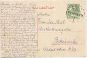 1909 Arad, Városi emeletes autóbusz, rajta Berczy Pál, Weinberger János, Schaffer Henrik, Weinberger...