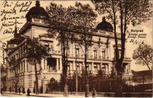 1916 Beograd, Belgrade; Királyi palota. Vasúti levelezőlapárusítás / Königl. Palais / royal palace + &quot;K.u.K. Bahnhofkommando BELGRÁD&quot; (EK)