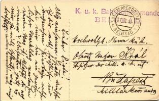 1916 Beograd, Belgrade; Királyi palota. Vasúti levelezőlapárusítás / Königl. Palais / royal palace +...