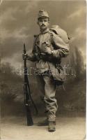 1915 Osztrák-magyar katona / WWI Austro-Hungarian K.u.K. military, soldier. Fotograf Hans Jäger (Klagenfurt) photo + &quot;K.u.K. Infanterieregiment Graf von Khevenhüller Nr. 7. Kommando der Reserveoffiziersschule&quot; (EK)