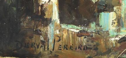 Durval Pereira jelzéssel: Utca sétálókkal. Olaj, vászon. Vakráma nélkül. 50x70 cm