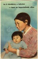 Az ő életükért, a békéért - harc az imperialisták ellen. Kiadja a Magyar Nők Demokratikus Szövetsége, kommunista propaganda / Hungarian communist propaganda postcard (EB)