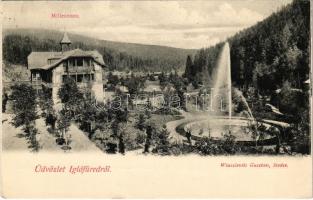 1907 Iglófüred, Bad Zipser Neudorf, Spisská Nová Ves Kupele, Novovesské Kúpele; Millenium szálló. Wlaszlovits Gusztáv kiadása / villa hotel