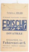 cca 1936 Frisch Divatház, Bp. XI. Fehérvári út 6. szám kartonzacskója, szép állapotban