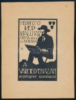 Herritz Oszkár képkiállítás a Vármegyeházán. Linómetszet, papír, jelzés nélkül, kis saroktöréssel, 12,5x8 cm