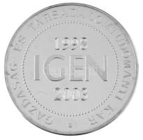 2003. &quot;Szent István Egyetem - Nem / Gazdaság és Társadalomtudományi Kar - Igen - 1998-2003&quot; fém emlékérem peremen &quot;FÉM&quot; beütéssel, kapszulában (32mm) T:AU (eredetileg PP) folt