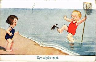 Egy csípős eset! / beach humour, lobster. WSSB 5063/2. s: John Wills (kis szakadás / small tear)