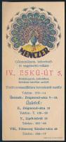 1930 Menczer gőzmosóüzem, kelmefestő- és vegytisztító vállalat, Bp. IV. Eskü út 5., üzletlistával, számolócédula, szép állapotban