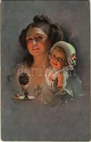 1911 Lady with child