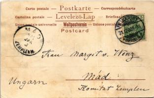 1900 Art Nouveau lady art postcard, Floral. Serie "Klio" Dessin 6. (ázott / wet damage)