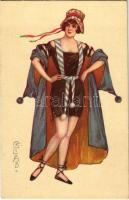 Italian lady art postcard. 974-2. s: Colombo