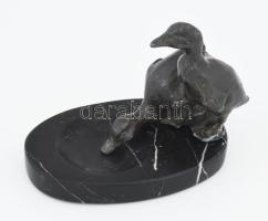 Ón kacsapár figurával díszített márvány ékszertartó, 16x12 cm